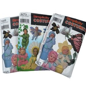 Vintage Simplicity Sewing Patterns Baby Toddler Costume Lot 8273 7868 Flower Bee